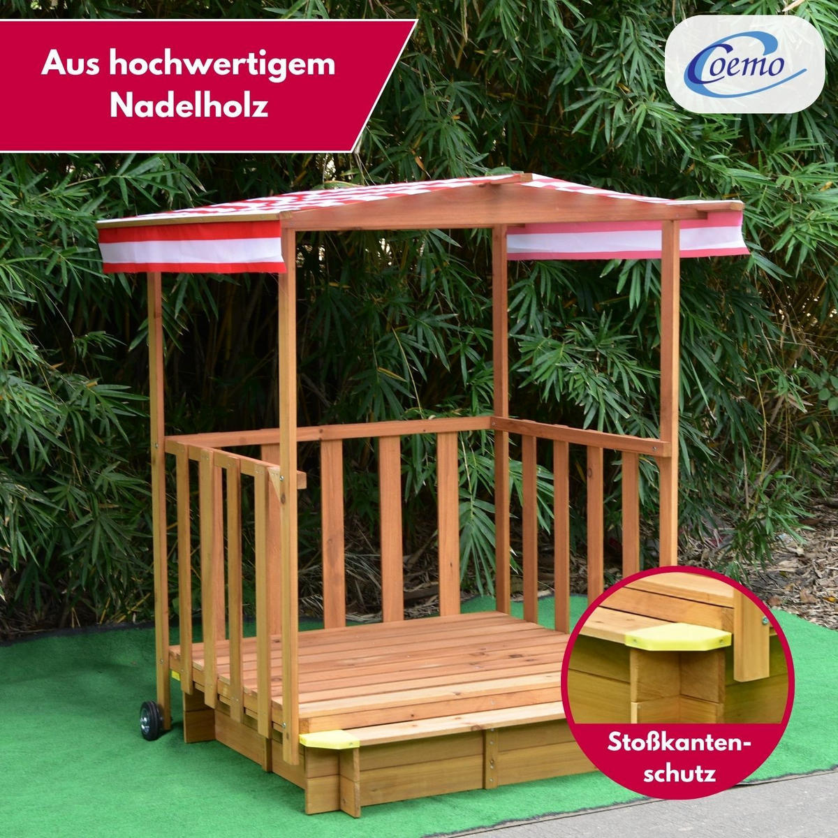 SPIELHAUS MIT SANDKASTEN Holz - Naturfarben, Holz (116/113/137cm) - Coemo