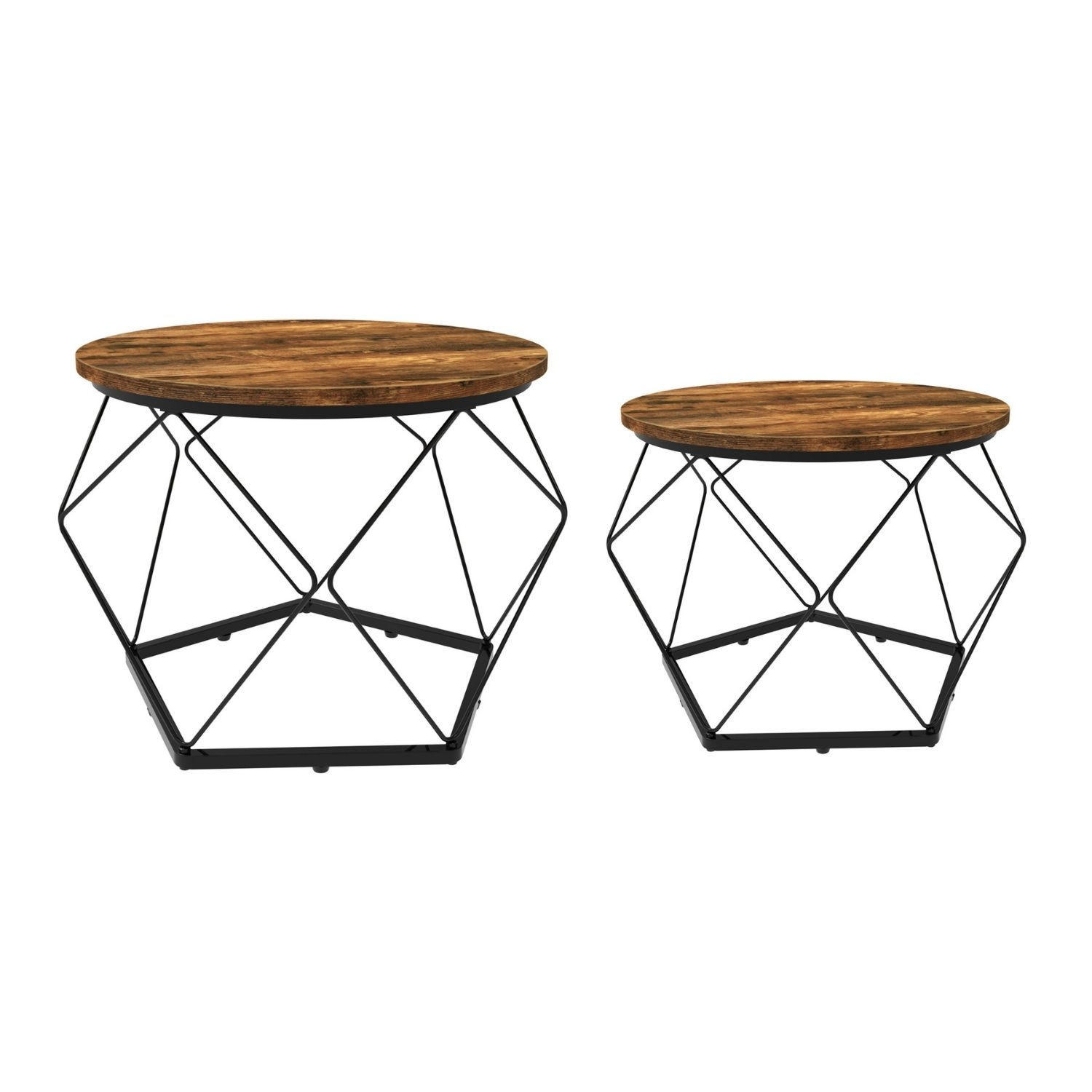 BEISTELLTISCH DUETT 2er-Set Metall Ø 50 / 40 cm H: 40 / 36 cm - Braun, Metall (50/50/40cm) - Coemo