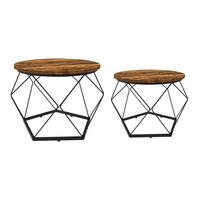 BEISTELLTISCH DUETT 2er-Set Metall Ø 50 / 40 cm H: 40 / 36 cm - Braun, Metall (50/50/40cm) - Coemo