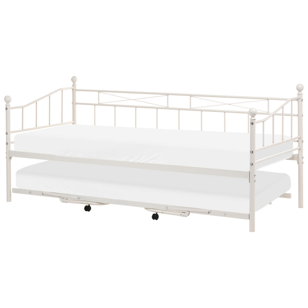 DNEVNA POSTELJA kovina 90/200 cm raztegljiva bež Louannec - bež, kovina (99/96/215cm) - Beliani