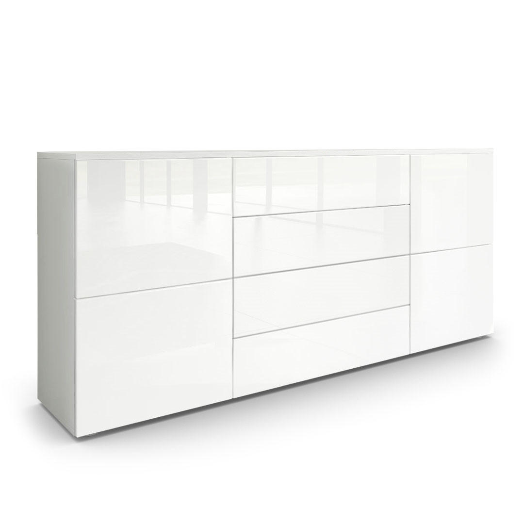 Vladon Sideboard Weiß Hochglanz 166x72x35 cm