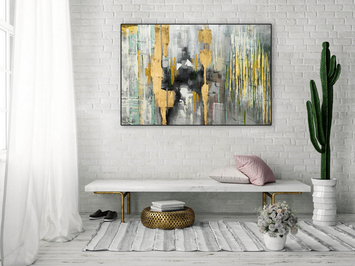 ÖLGEMÄLDE 120/80 cm - Gelb, Holz/Textil (2.02/80cm) - KUNSTLOFT