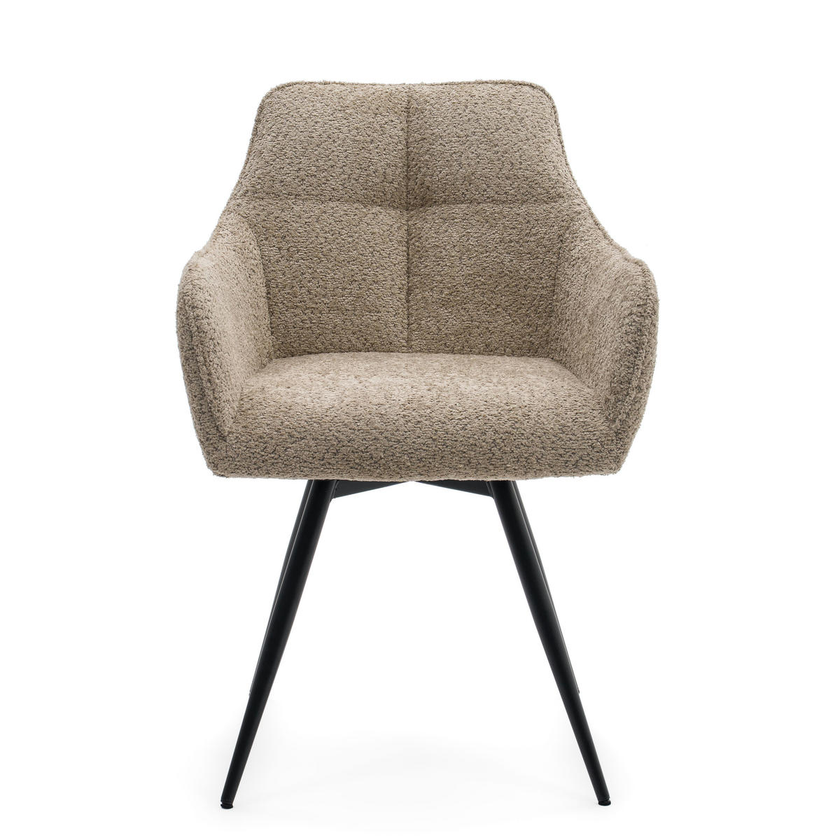 STUHL QUATTRO drehbar gepolsterter mit Steppung - beige - Boucle - Beige/Schwarz, Textil/Metall (58/86/60cm) - NEW HOME