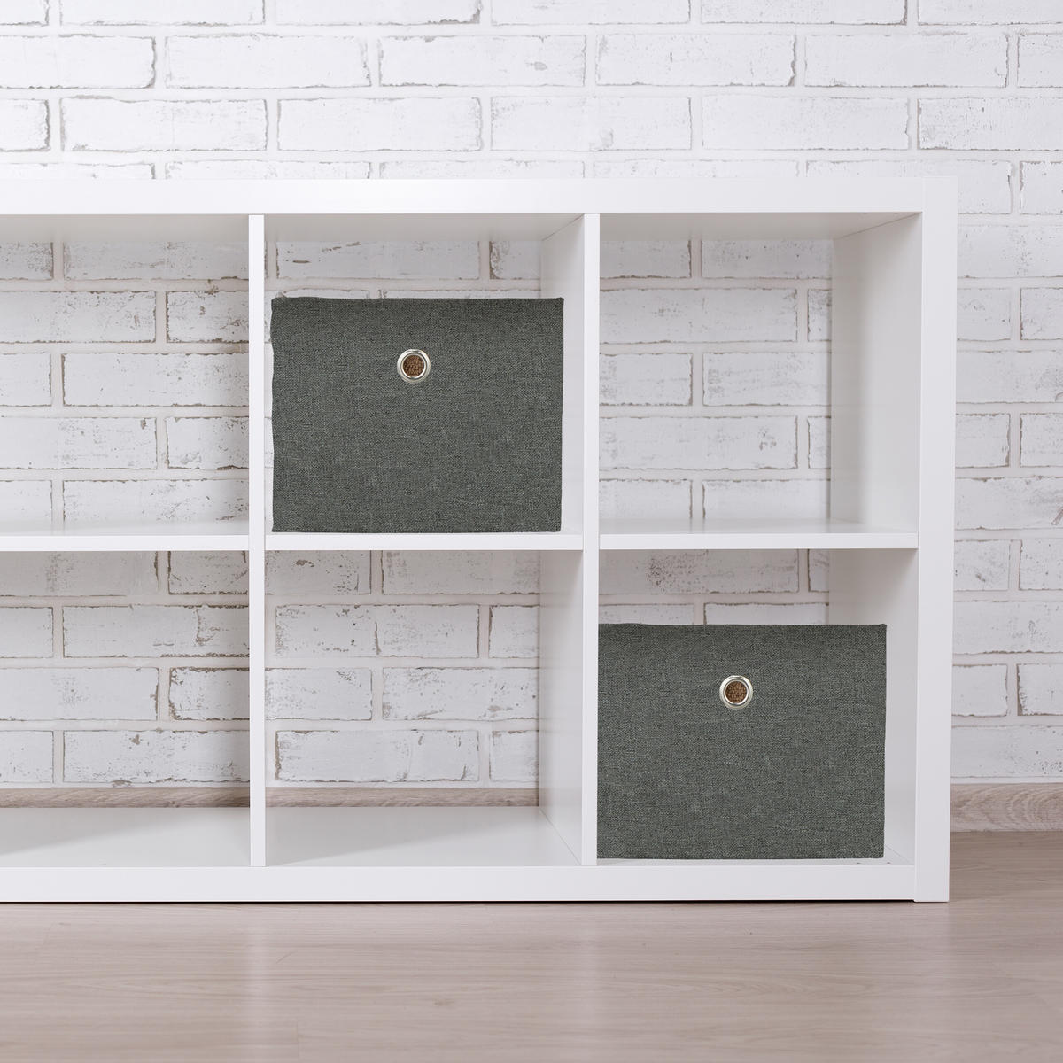 2XAUFBEWAHRUNGSBOX - Anthrazit, Papier/Textil (20.5/16/25cm) - Relaxdays