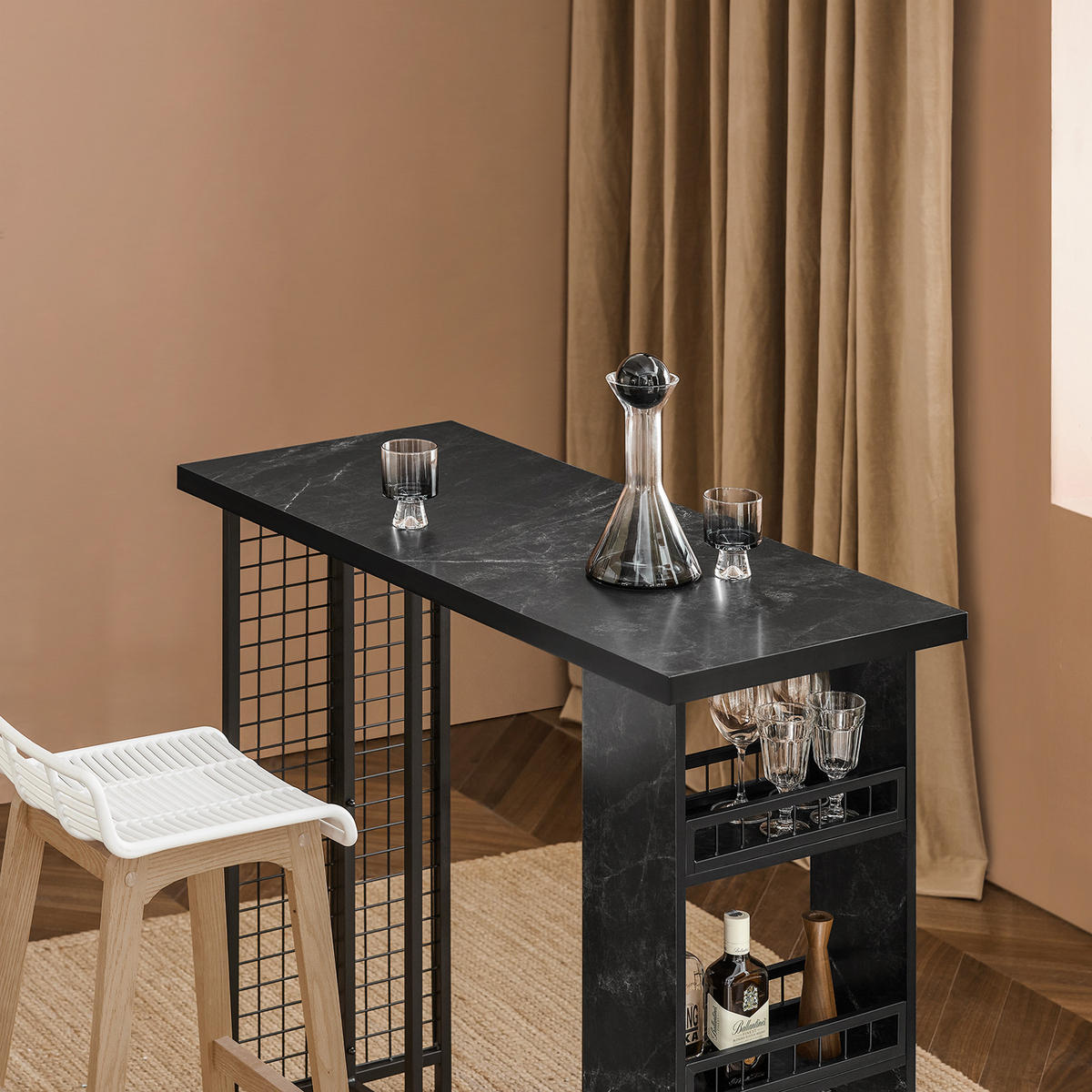 BARTISCH Schwarz - Schwarz, Holzwerkstoff/Metall (120/105/50cm) - SoBuy