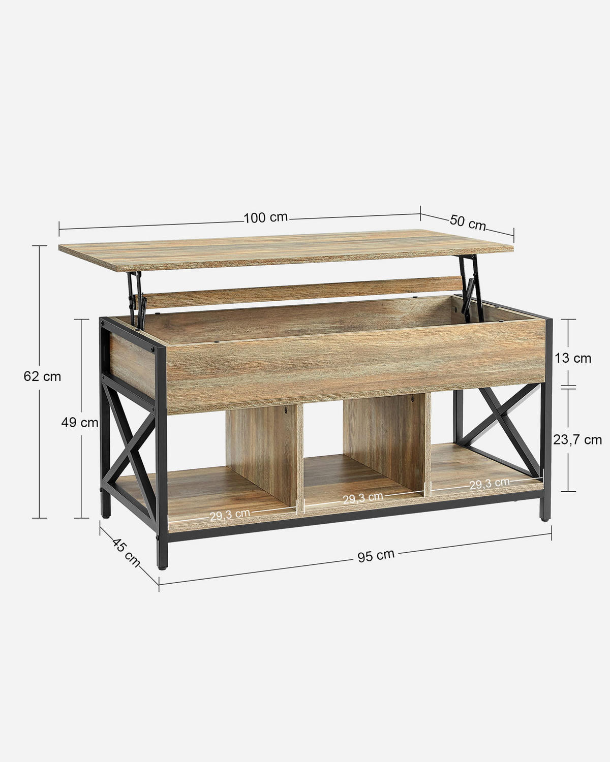 OFFENTISCH 45x95 cm, sonoma-eiche - Sonoma Eiche, Holzwerkstoff (95/45/49cm) - A2A Home