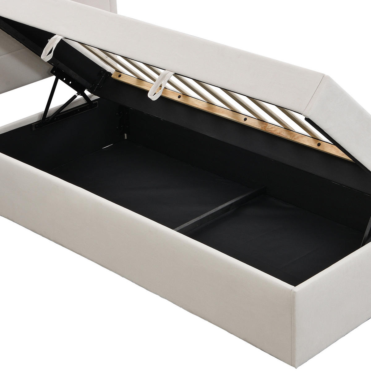 POLSTERBETT 90/200 cm Beige aus Leinen mit Stauraum - Beige, Holzwerkstoff (90/200cm) - OKMYHOME