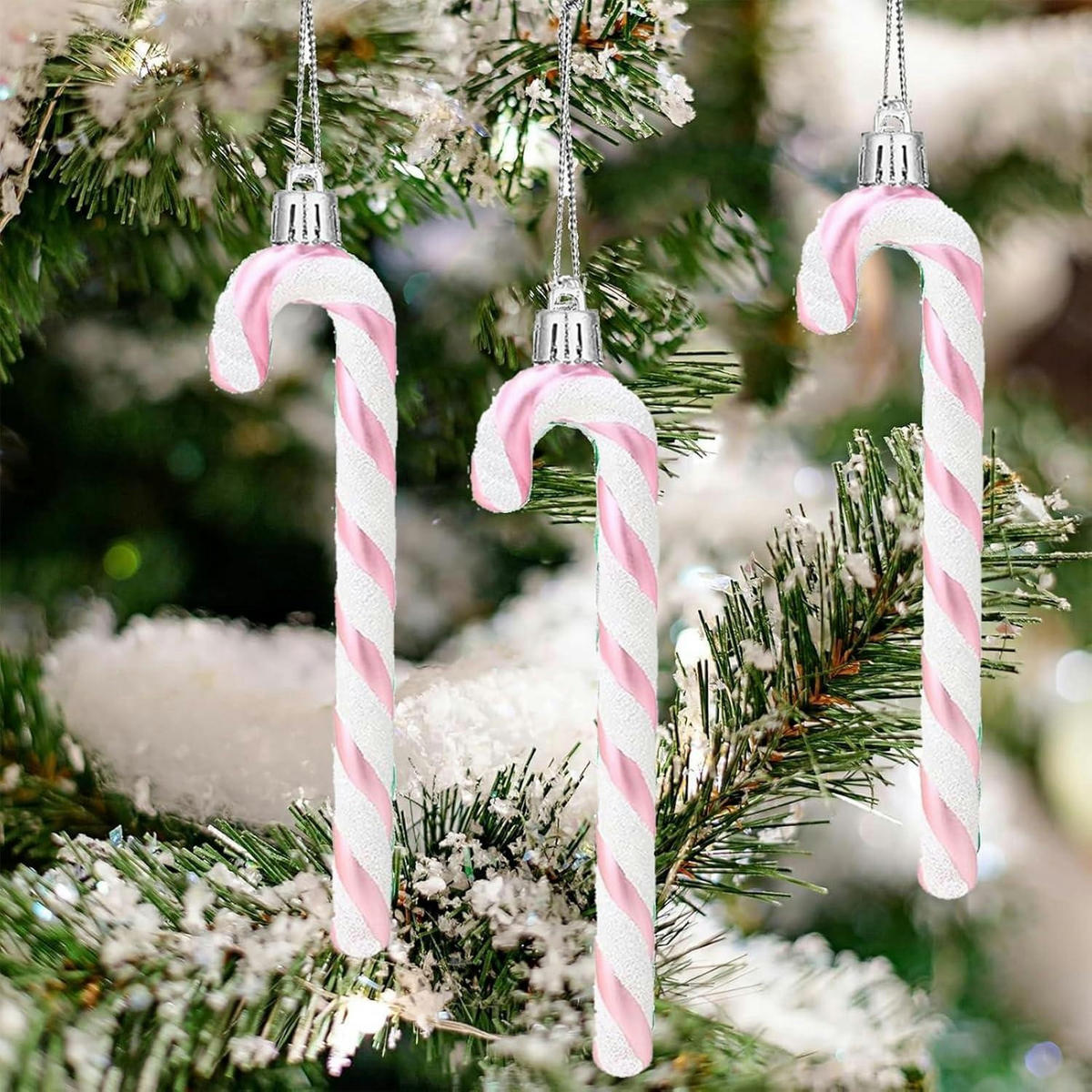 WEIHNACHTSBAUMSCHMUCK 12-teiliges Set Zuckerstangen-Anhänger Rosa - Multicolor, Kunststoff (3/1/12cm)