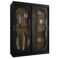 SCHWEBETÜRENSCHRANK 200/150/62 2-türig - Schwarz, Holz (150/200/62cm) - Abiks Möbel