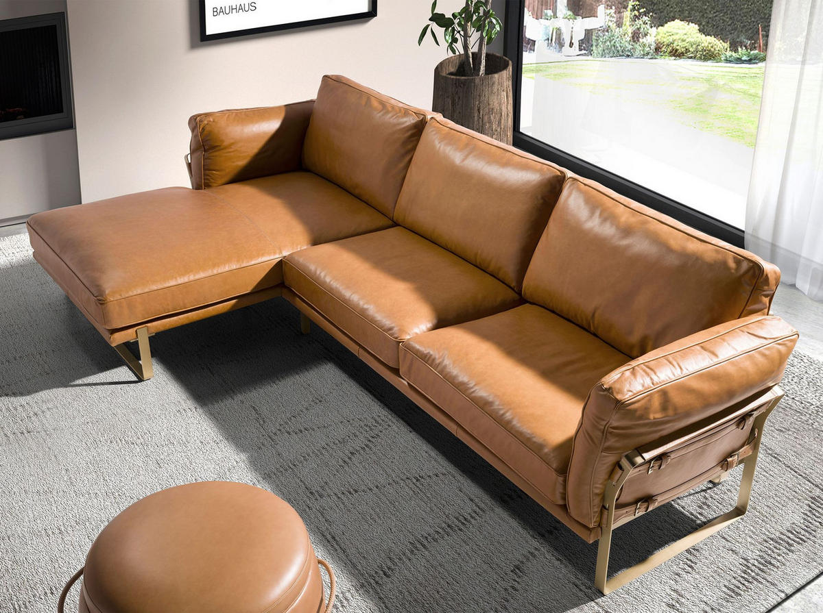 ECKSOFA Linkes Chaiselongue-Sofa in Leder camel 302/166/84 cm - Braun, Leder (302/166cm) - ANGEL CERDA