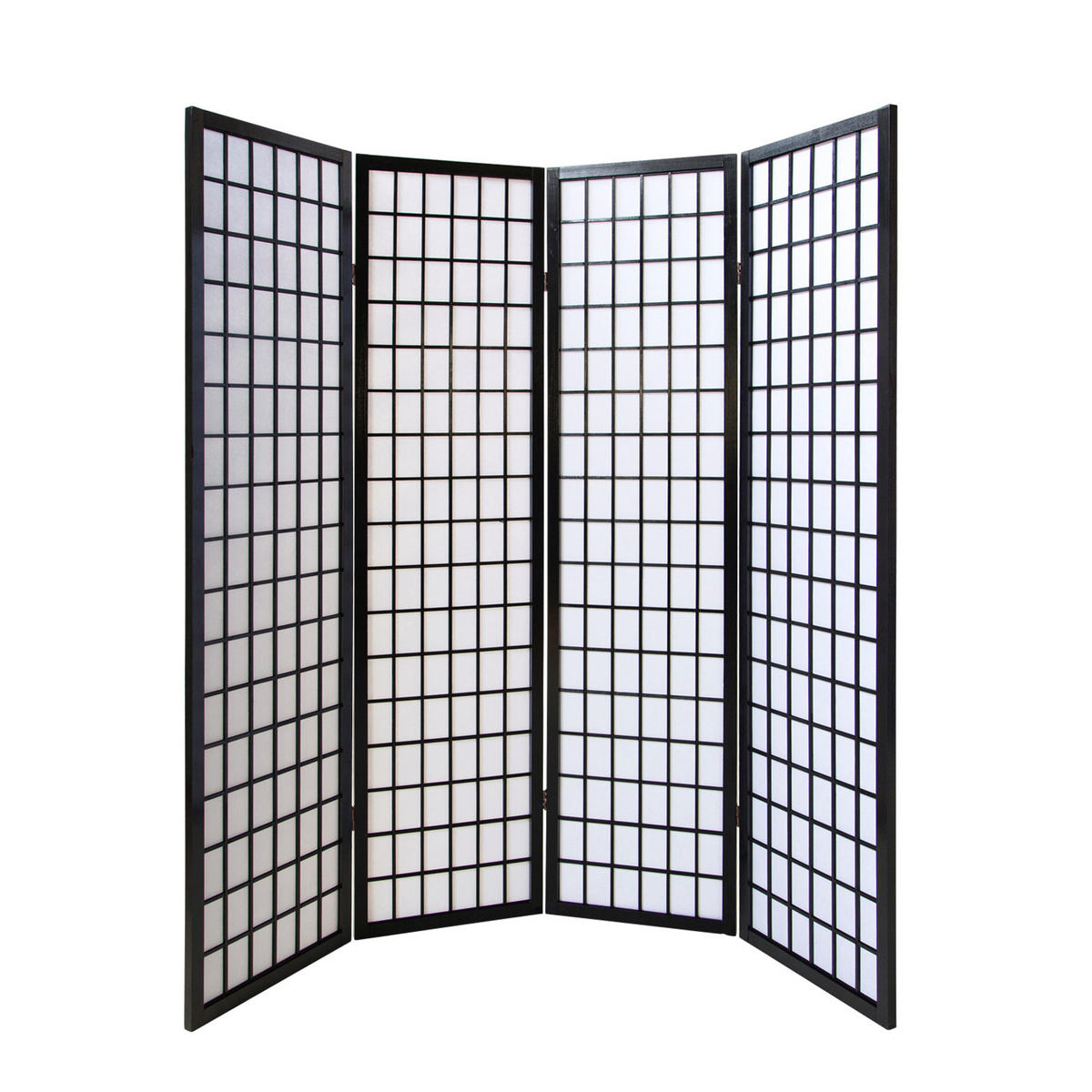 PARAVENT 4-tlg. 176/175 cm Schwarz Shoji - Schwarz, Holz (176/175/2cm) - Homestyle4u