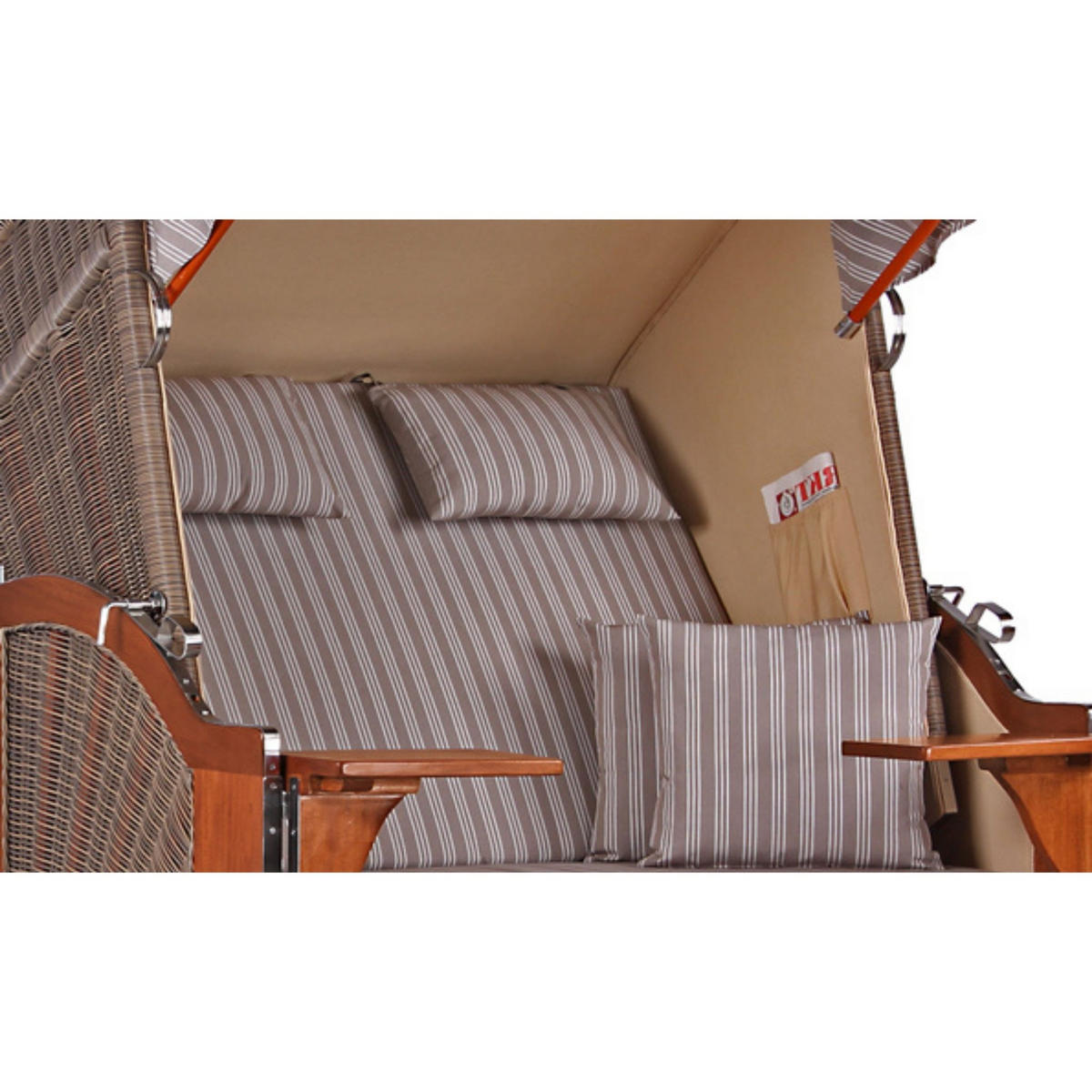 STRANDKORB Seeblick 2 Sitzer Mahagoni - Braun/Grau, Metall (125/170/80cm) - Mr. Deko