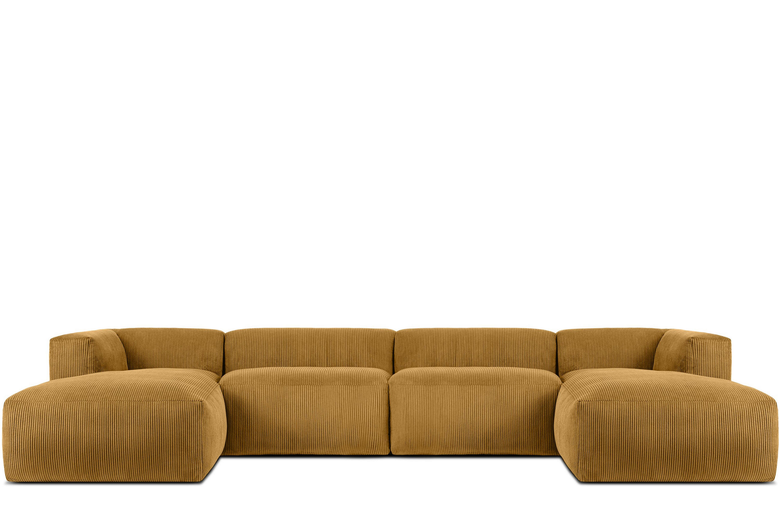 PANORAMA-ECKSOFA BUFFO 7/8 Sitzer mit extrem weicher Sitzfläche, Kordstoff, gelb - Gelb, Textil (424/73/180cm) - KONSIMO®