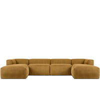 PANORAMA-ECKSOFA BUFFO 7/8 Sitzer mit extrem weicher Sitzfläche, Kordstoff, gelb - Gelb, Textil (424/73/180cm) - KONSIMO®
