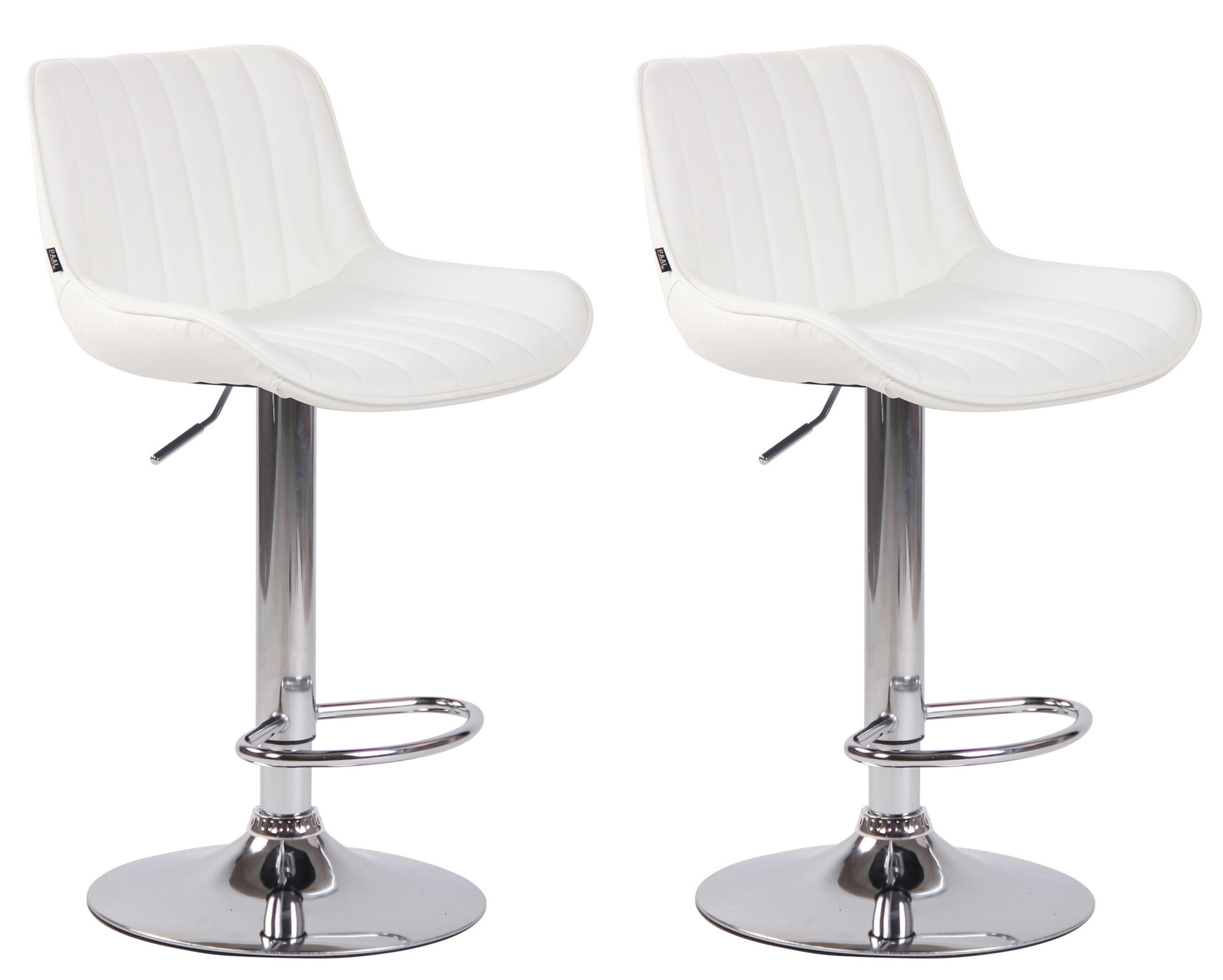 BARHOCKER 2er Set Lentos Kunstleder chrom weiß - Chromfarben/Weiß, Kunststoff/Metall (50/108/50cm) - TPFLiving
