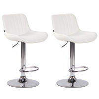 BARHOCKER 2er Set Lentos Kunstleder chrom weiß - Chromfarben/Weiß, Kunststoff/Metall (50/108/50cm) - TPFLiving