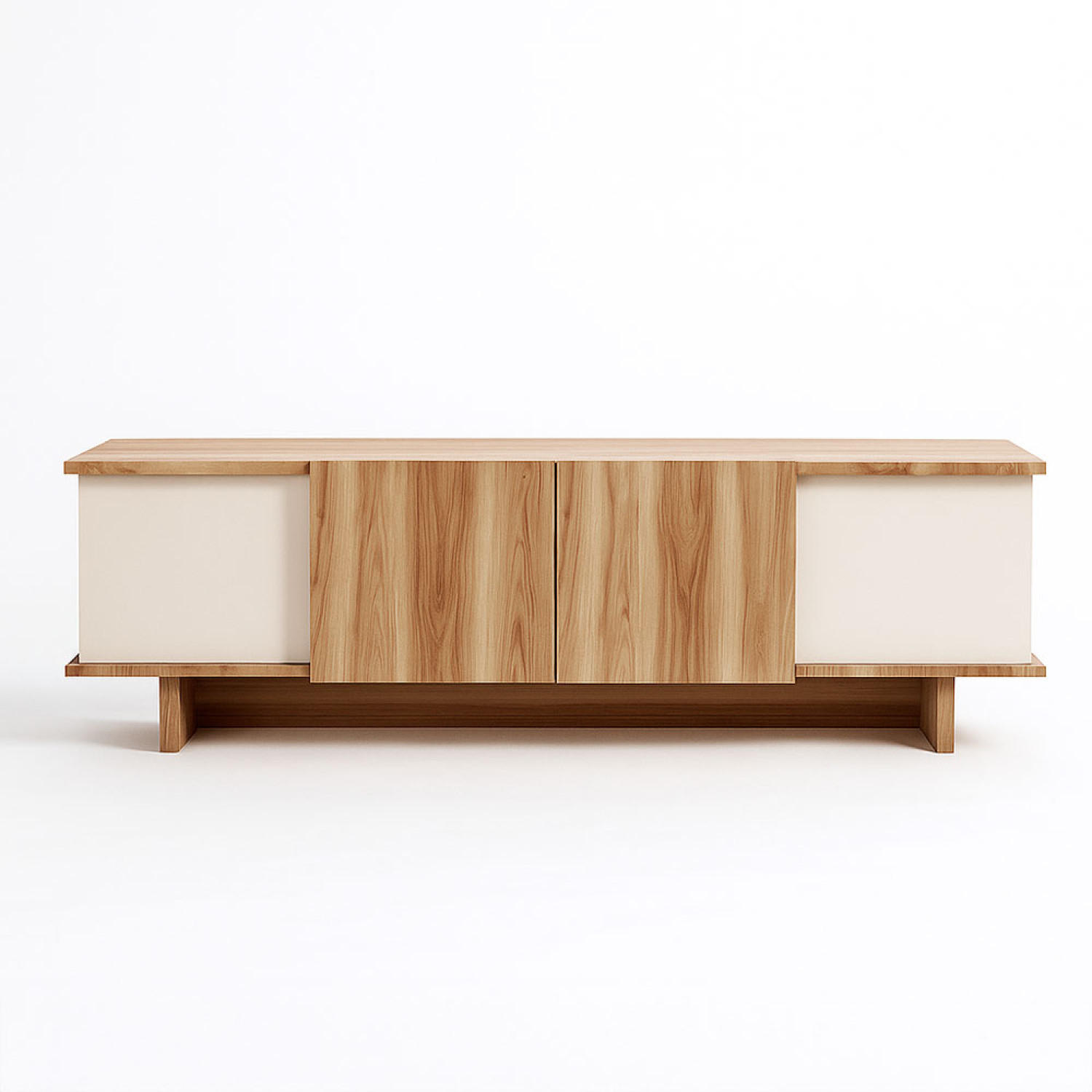 TV-MÖBEL Brona beige 180 cm im zeitgenössischen Stil mit Schrank - Beige, Holzwerkstoff (180/33/50cm) - Concept Usine