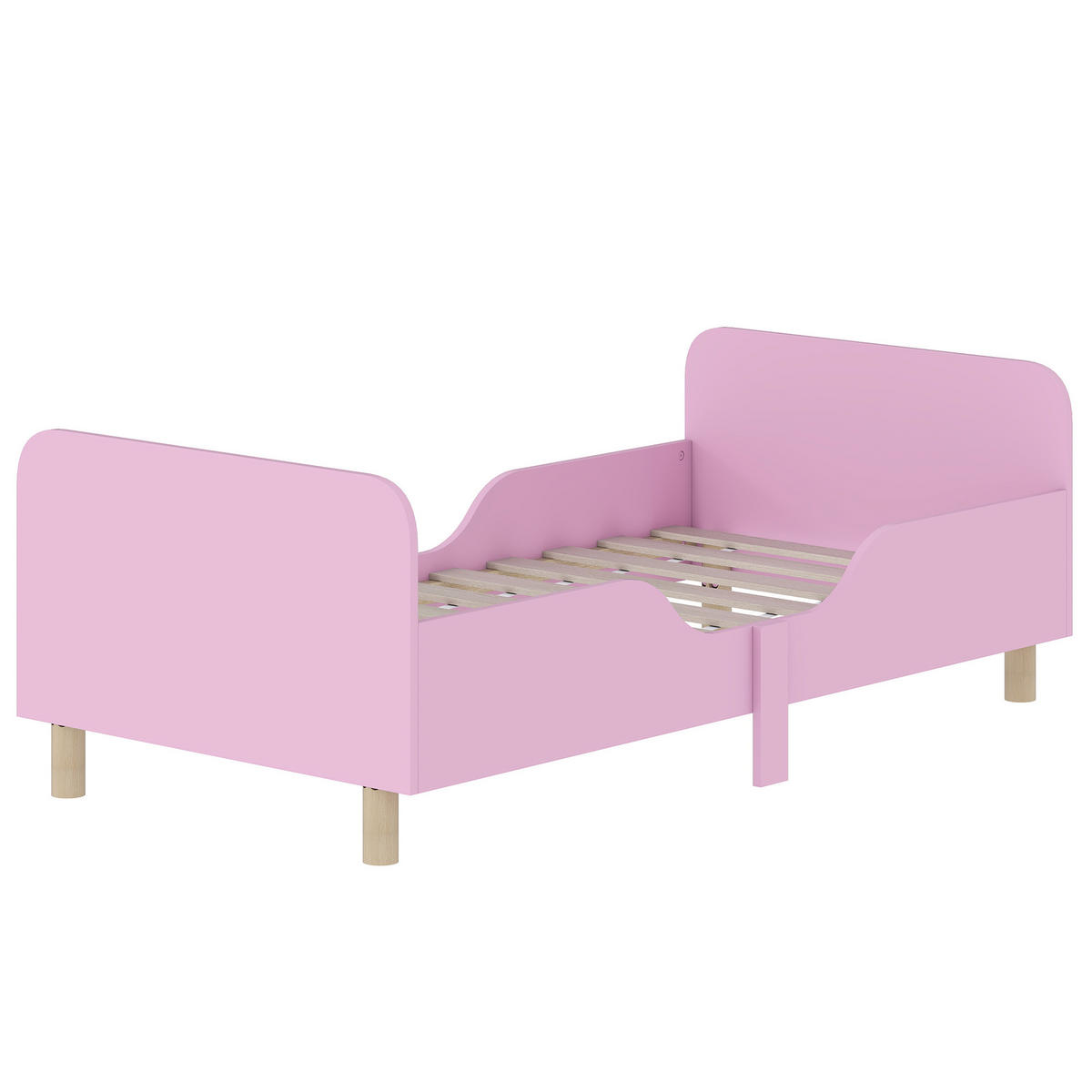 BETTGESTELL 70x140 cm DE-08236 mit Schutzgitter, aus MDF Rosa - Pink, Holzwerkstoff (70/140cm) - ComfortXL