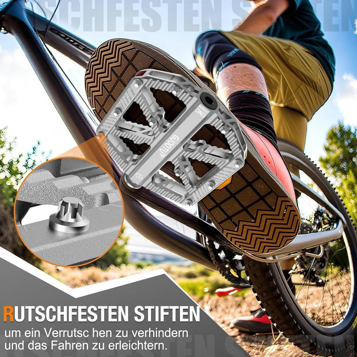 FAHRRADPEDALE CNC Aluminium Silber mit Reflektoren - Silberfarben, Metall (10/1.5/12cm)
