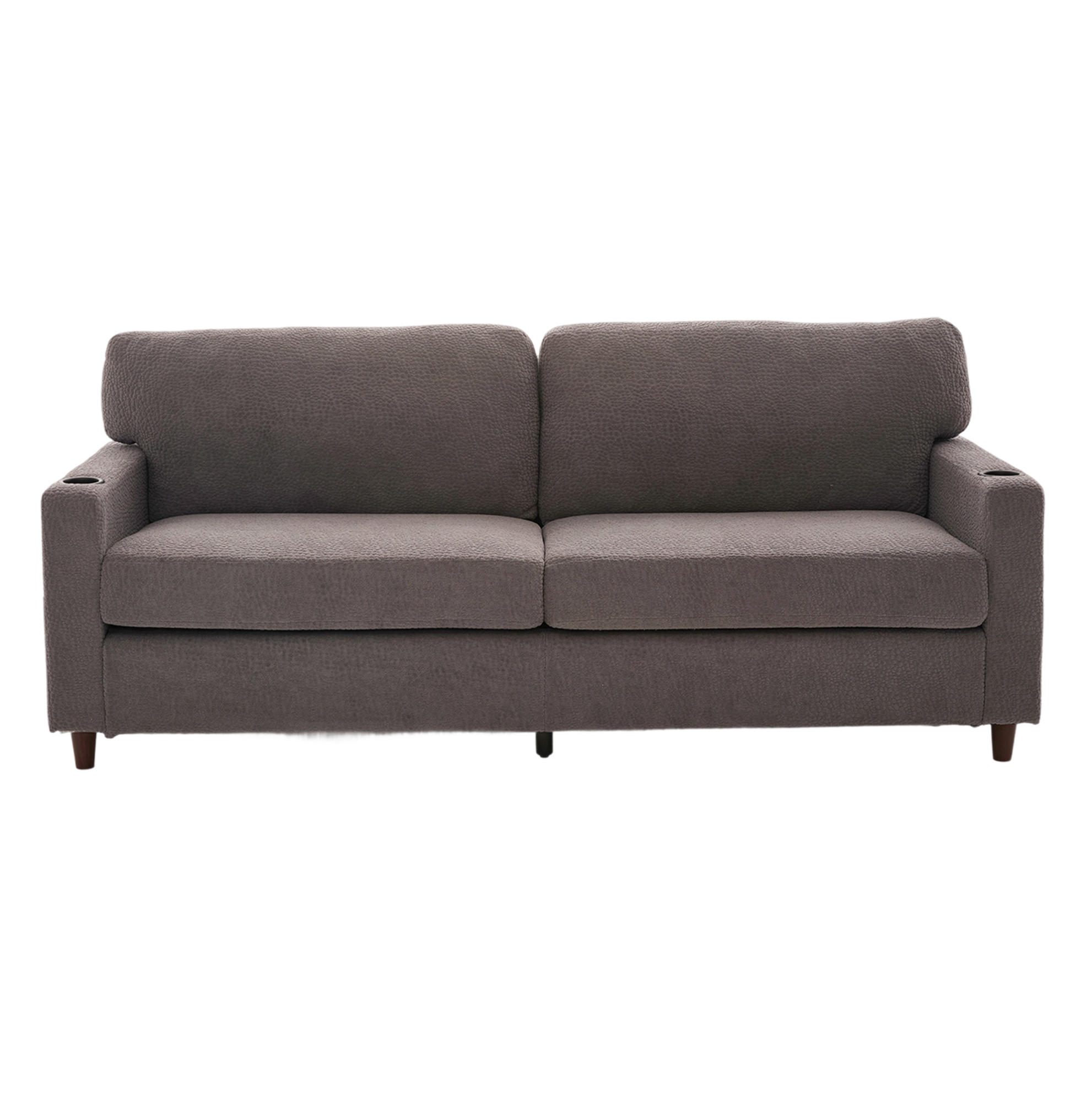 SOFA 2-Sitzer mit USB-C-Anschluss und LED-Ambiente Chenille Hellgrau 203/77,5/86 cm - Hellgrau, Textil (203/86/77.5cm) - OKWISH