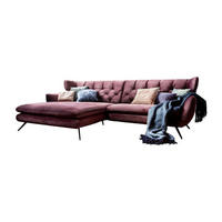 ECKSOFA CHARME Pink Velvet - Pink/Schwarz, Textil (300/175cm) - KAWOLA