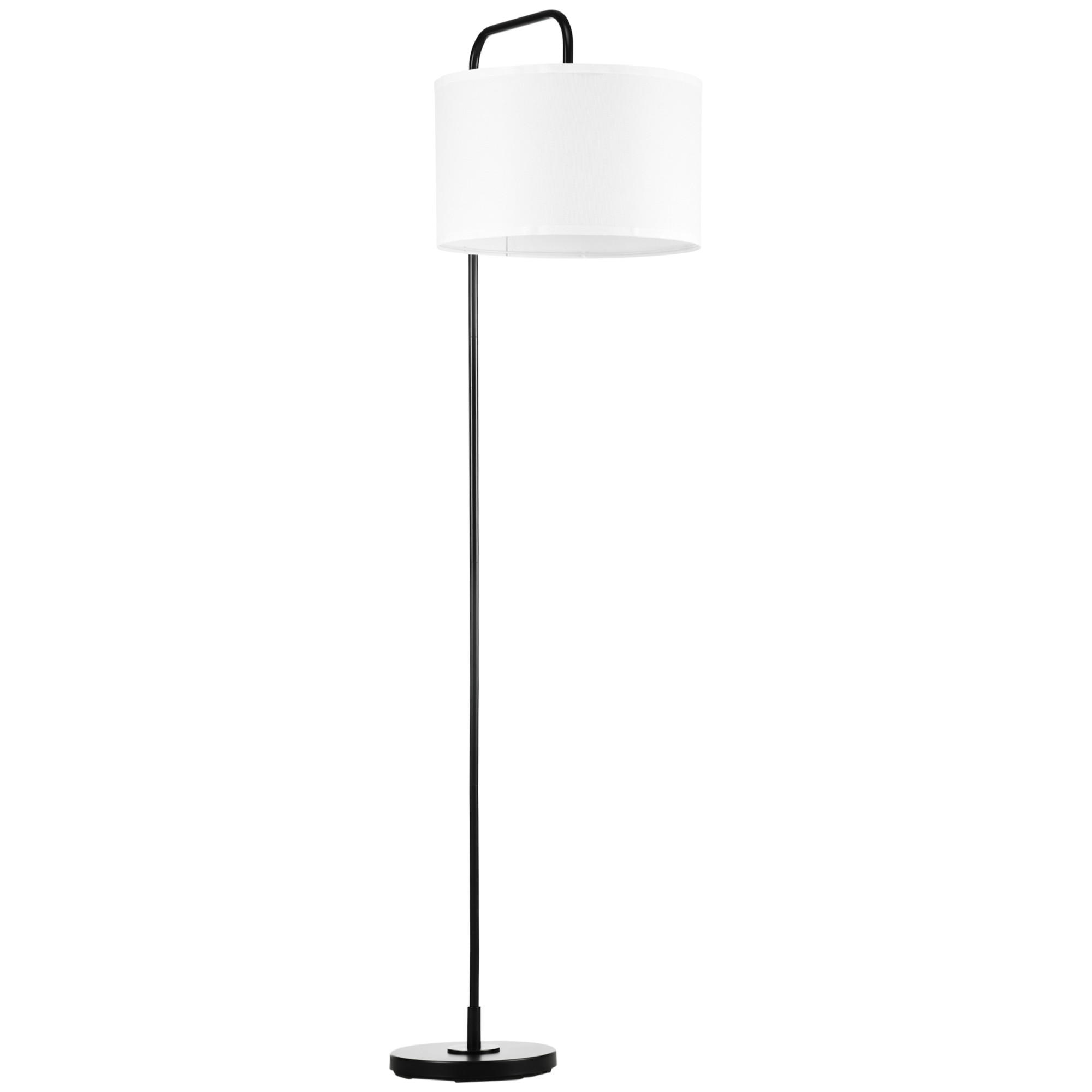 STEHLAMPE mit Stoff-Lampenschirm, Fußschalter, Weiß - Weiß, Metall (38/64/163.5cm) - HOMCOM