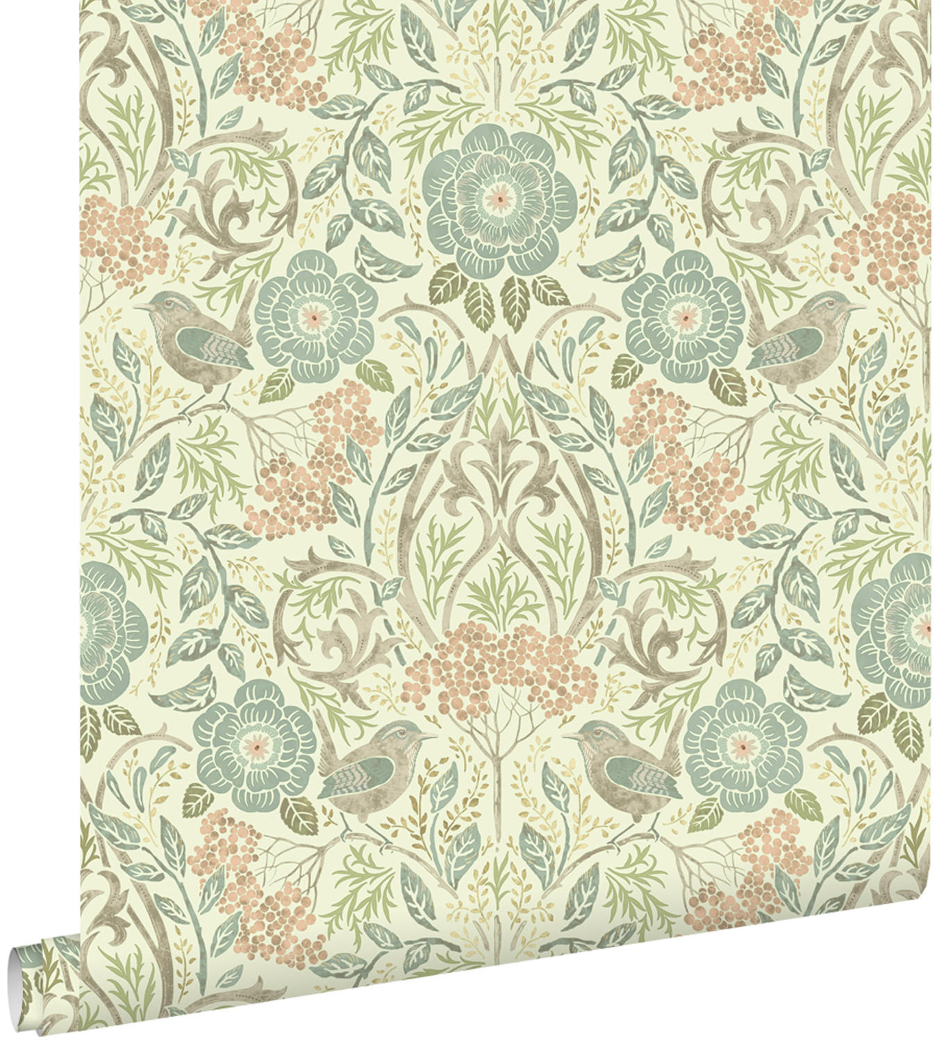 TAPETE Blumen und Vögel im Jugendstil 53 cm x 10.05 m - Multicolor, Papier (53/1000cm) - ESTAhome