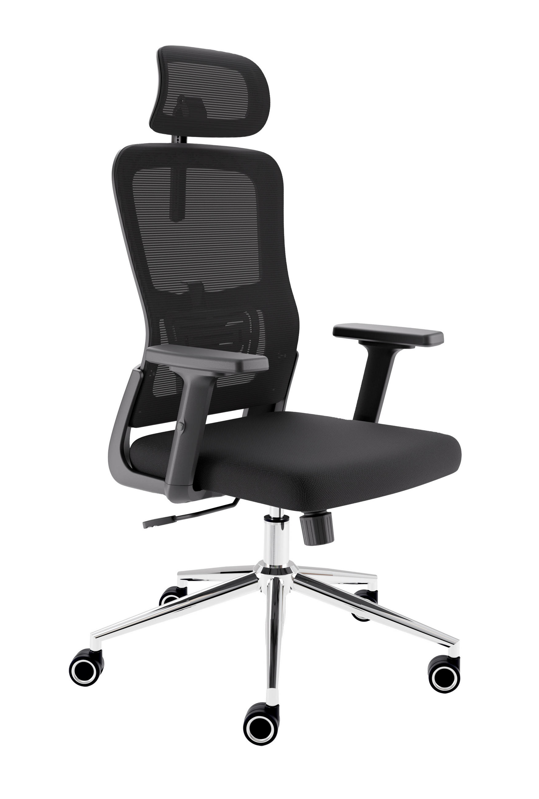 BÜROSTUHL BrightSeat Schwarz - Silberfarben/Schwarz, Kunststoff/Textil (70/142/70cm) - Clouvou
