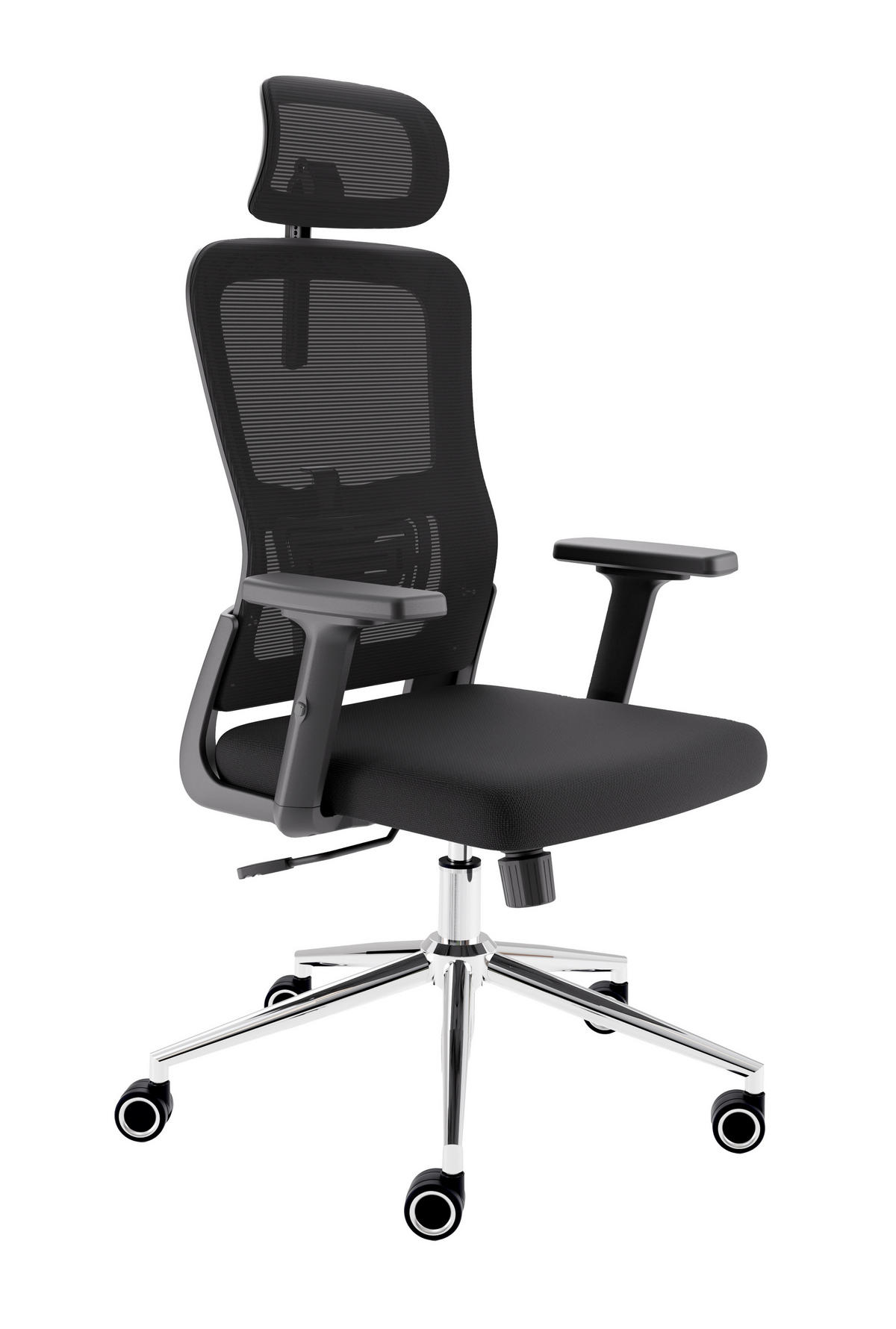 BÜROSTUHL BrightSeat Schwarz - Silberfarben/Schwarz, Kunststoff/Textil (70/142/70cm) - Clouvou