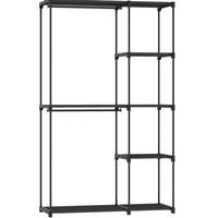 STANDKLEIDERSCHRANK 111/43/185 cm in Schwarz mit Kleiderstangen und 6 Ablagen - Schwarz, Metall (43/185/111cm) - BEAOK