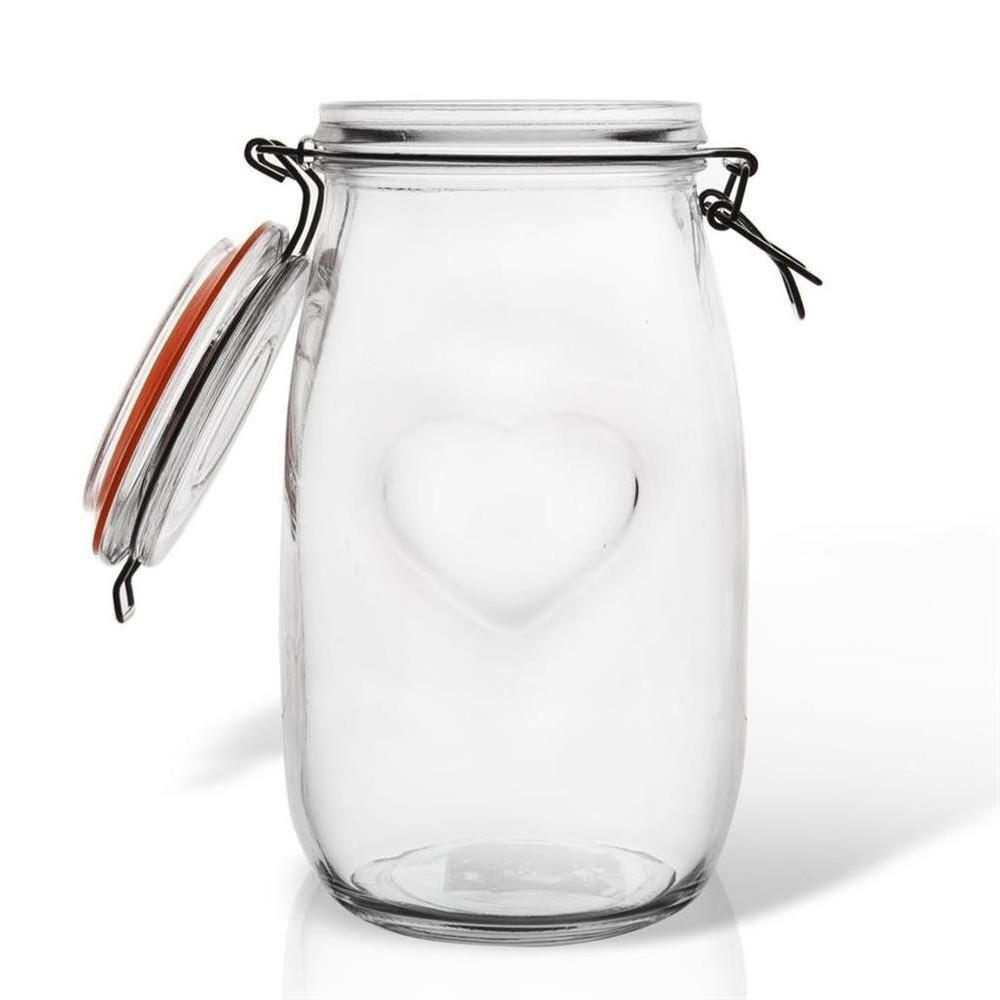EINMACHGLAS Herz-Prägung 1,5 l Transparent - Transparent, Glas (1.5L) - Orion 