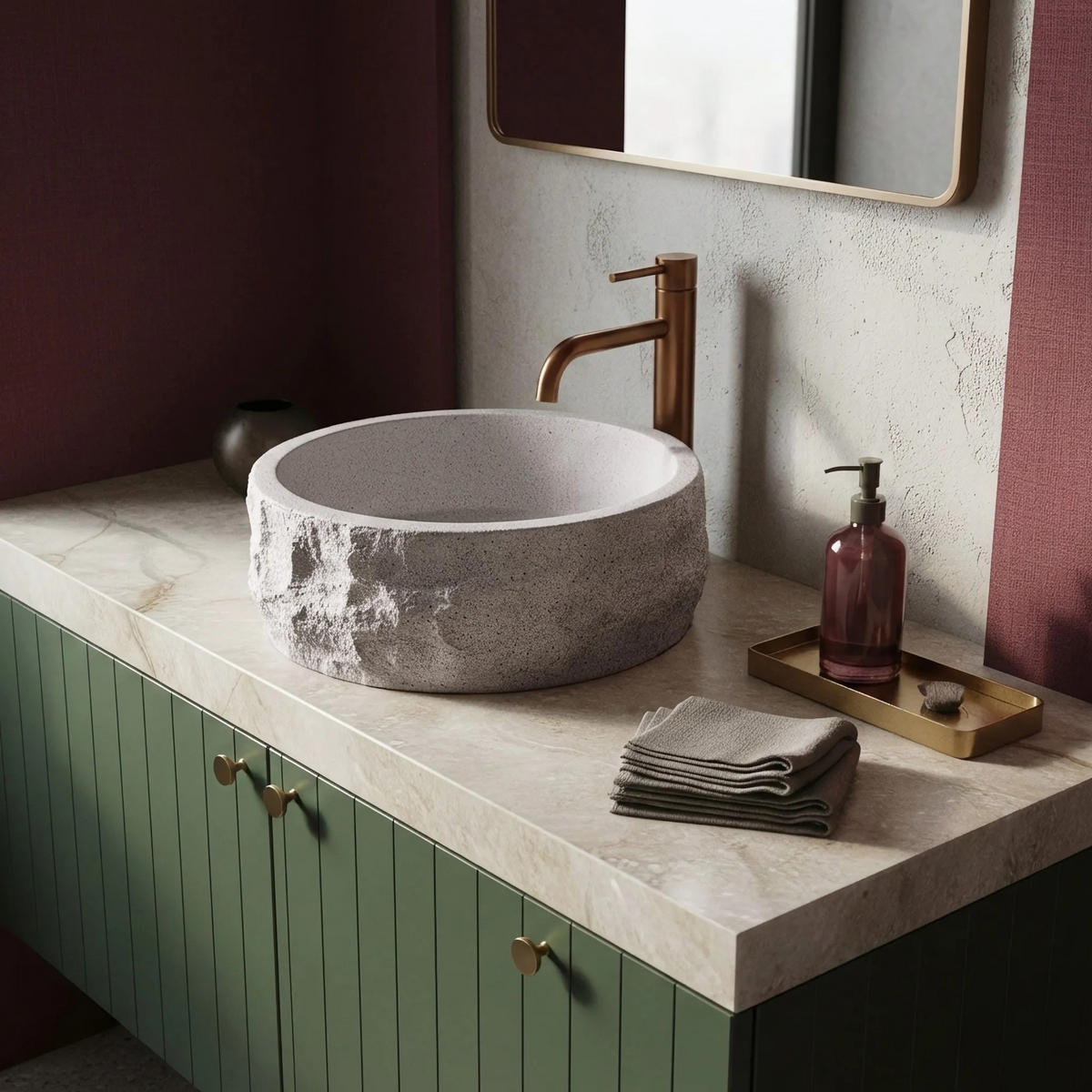AUFSATZWASCHBECKEN Rea Alice Moon - Beige, Kunststoff (39/14.5/39cm) - REA