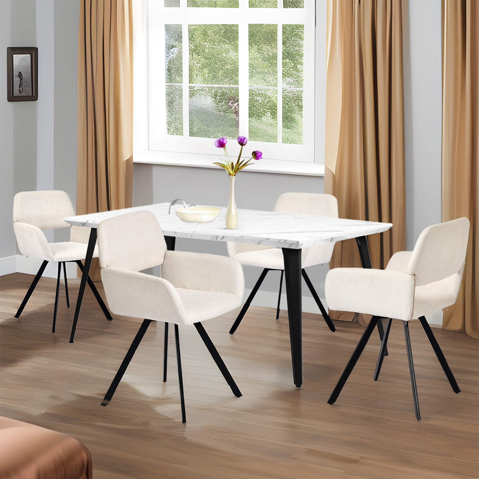 Thumbnail - Urban Meuble Armlehnstuhl-Set, Beige, Textil, Mode, 57x81.5x53 cm, Esszimmer, Stühle, Esszimmerstühle, Armlehnenstühle