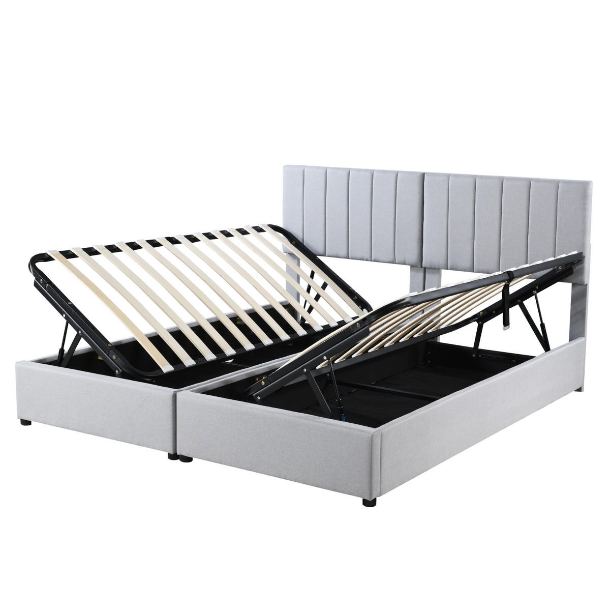 POLSTERBETT mit hydraulischem Stauraum 180x200 cm Grau - Grau, Metall (180/200cm) - Meubliv