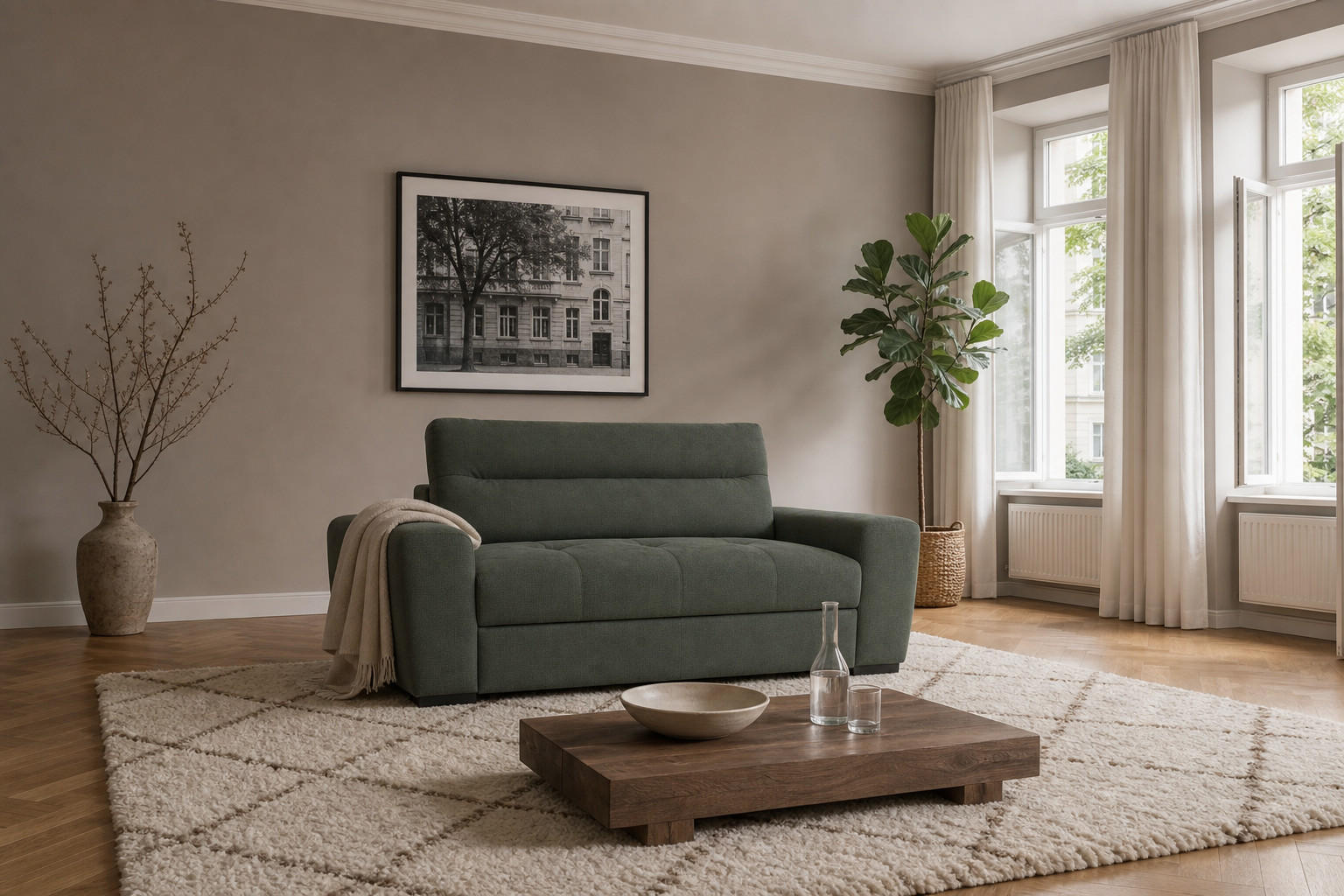 2-SITZER Carlisle Chenille Grün 183/97/93 cm - Waldgrün, Kunststoff/Textil (183/93/97cm) - foamnova