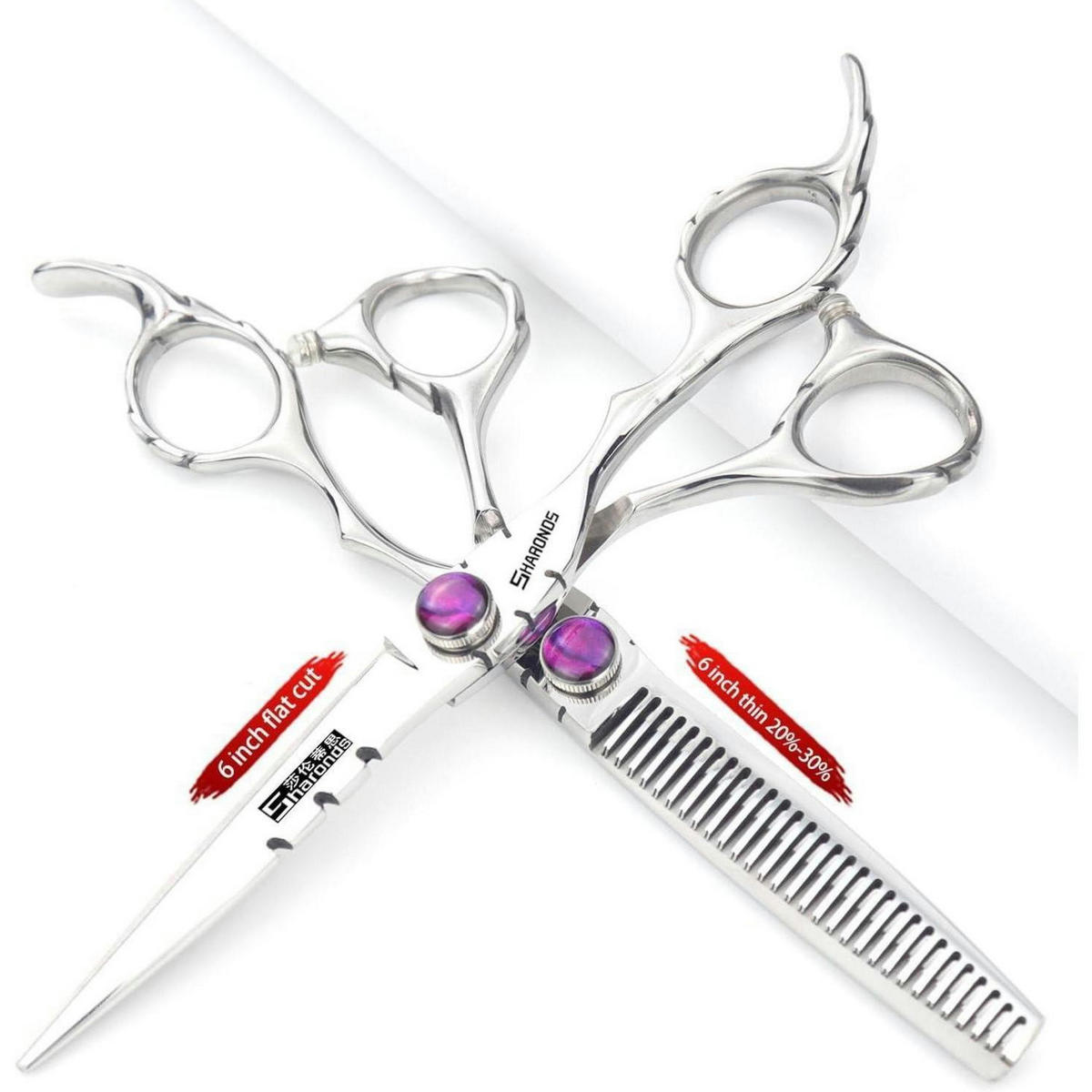 HAARSCHNEIDESCHERE 2-teiliges Set Schwarz 6 Zoll - Silberfarben, Metall (15.2/1.5/15.2cm)