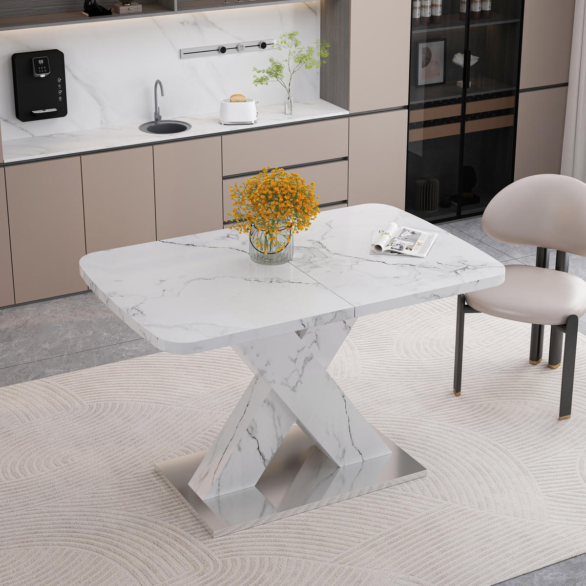 ESSTISCH 120-160/80/76,5 cm weiß aus MDF mit ausziehbarer Tischplatte - Weiß, Holzwerkstoff (160/80/76.5cm) - OKWISH
