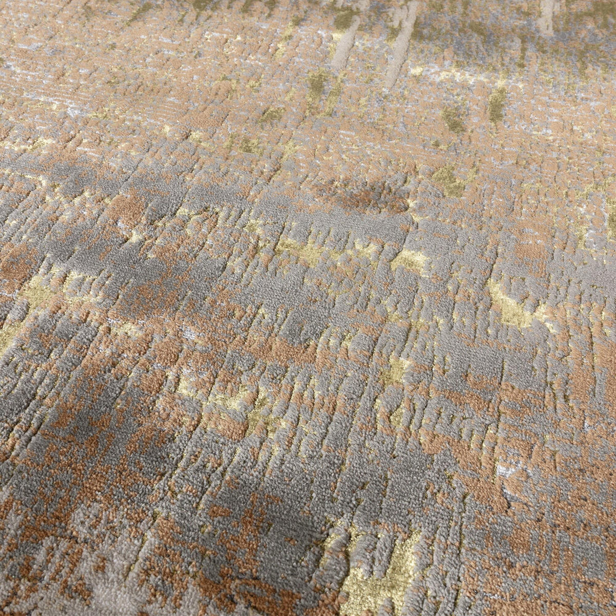 TEPPICH Hochglanz Metallic abstrakt pflegeleicht strapazierfähig COMO-Bellagio, Gold 200x290 cm - Goldfarben, Textil (200/290cm) - KADIMA DESIGN