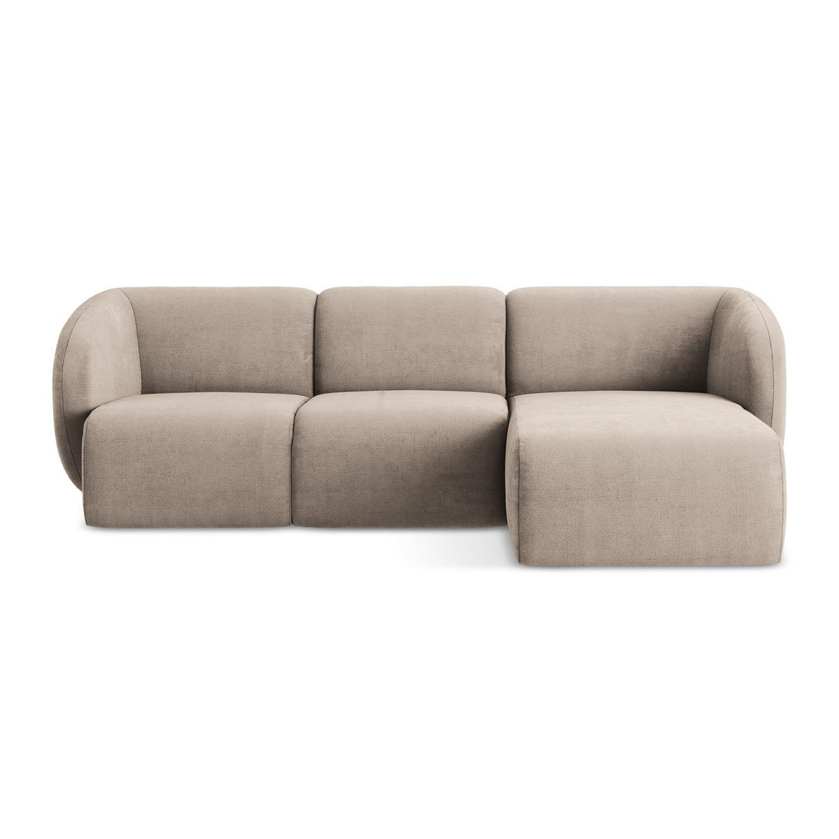 ECKSOFA Rechts Chenille Stoff Beige - Schwarz/Cappuccino, Holzwerkstoff/Kunststoff (248/166cm) - LaMiaSofa