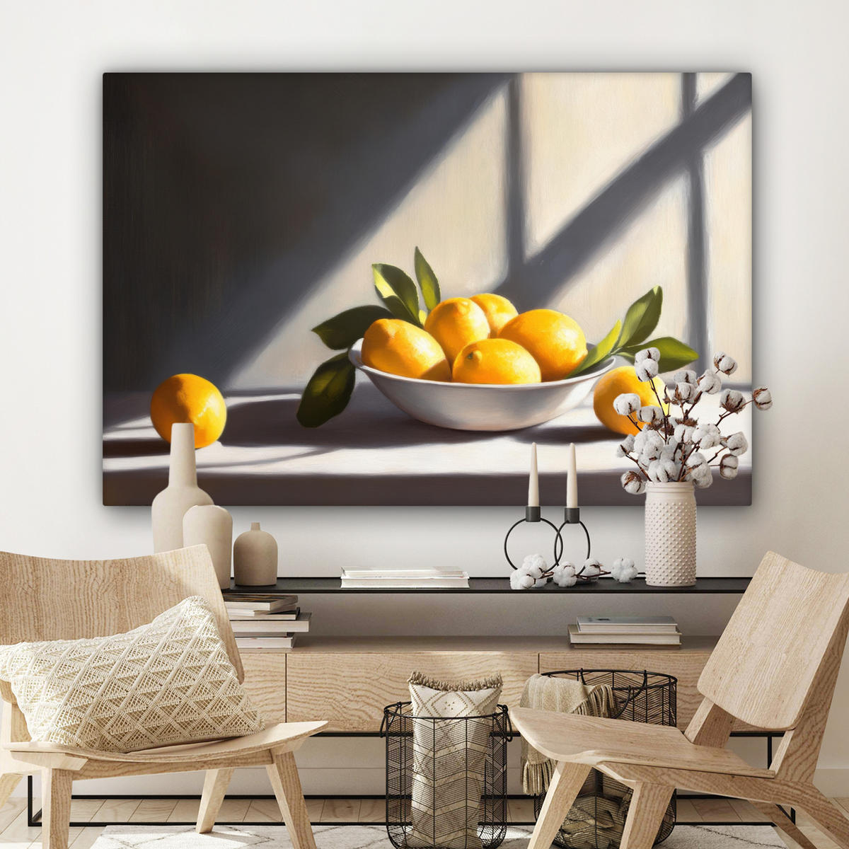 LEINWANDBILD Zitronen - Stilleben - Gelb Wohnzimmer Groß 120x80 cm - Gelb, Textil (120/80cm) - MuchoWow