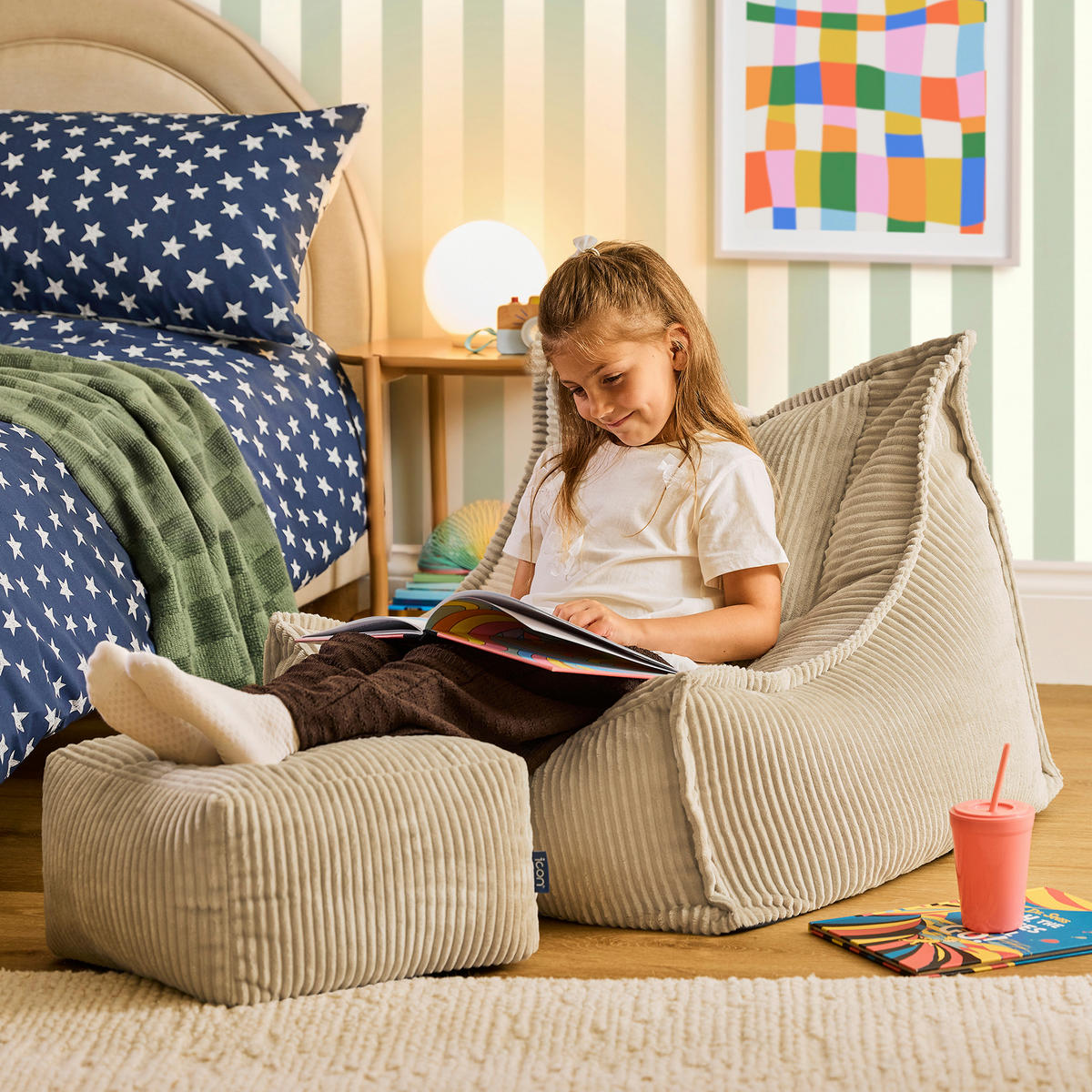 KINDERSITZSACK mit Hocker Alto - Beige, Textil (67/60/67cm) - icon