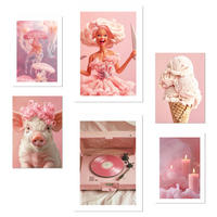 POSTER Set Mit 6 Ikonisches Pink, Kräftige Und Jugendliche Designillustration Ihres Zuhauses A3 & A4 Rahmenlos - Klar, Papier (29/3cm) - Nacnic