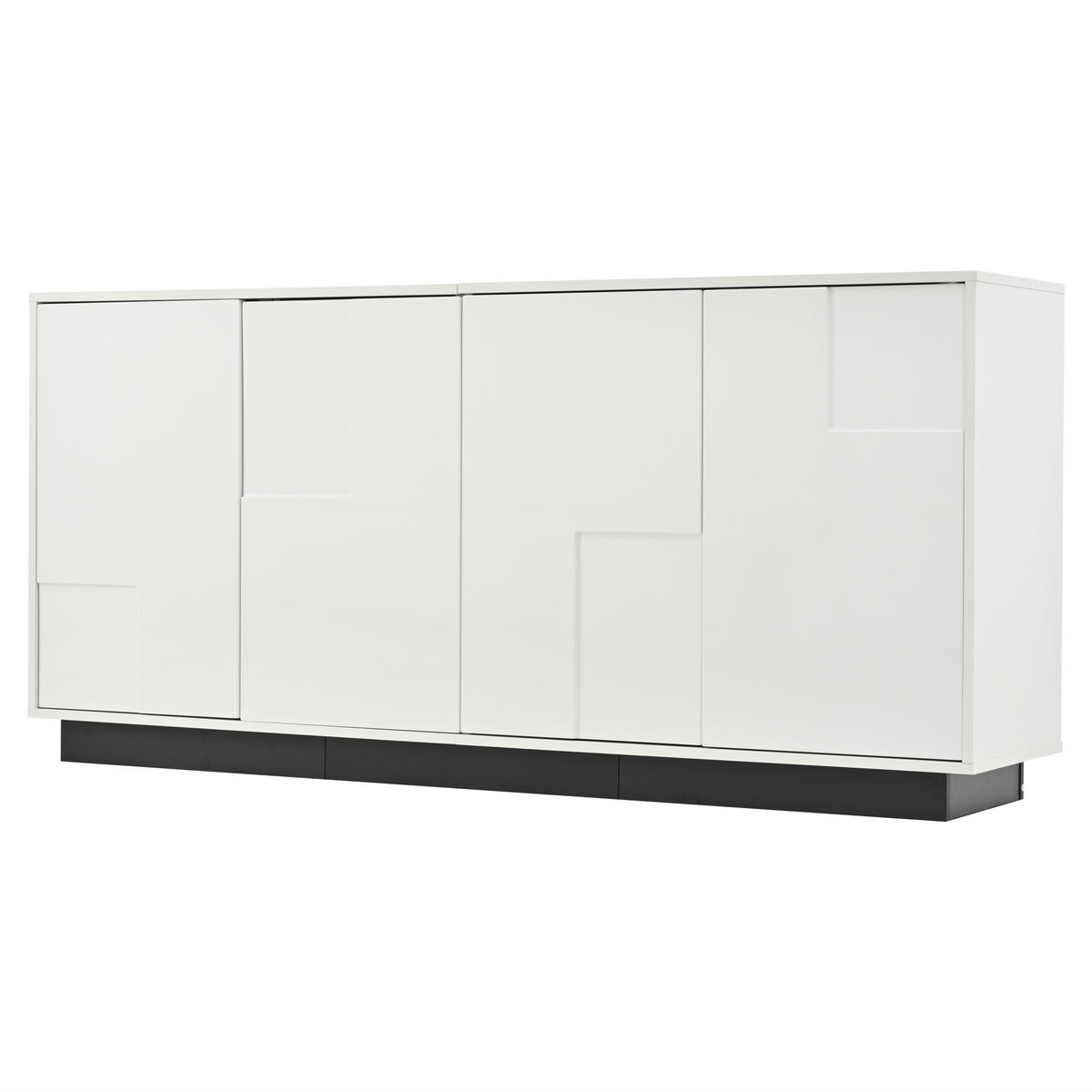 SIDEBOARD Weiß/Schwarz 160/37/75,5 cm - Weiß, Holzwerkstoff (160/75.5/37cm) - PANGIVO
