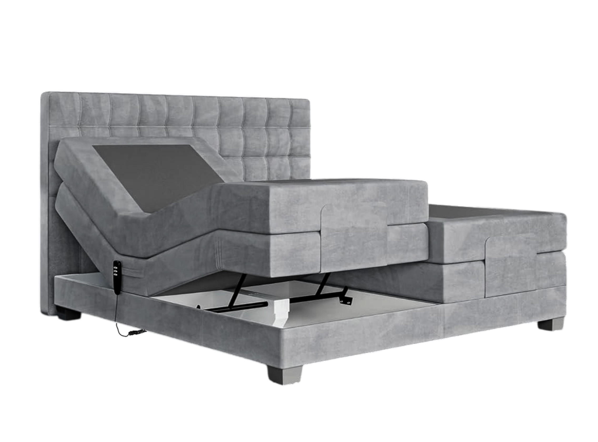 BOXSPRINGBETT Electra King 180x200 cm Grau Velvet H3 - Grau, Holz (180/200cm) - Labett