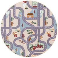 KINDER SPIEL STRASSENTEPPICH FUN TOWN RUND - Beige, Textil (133/133cm) - Snapstyle