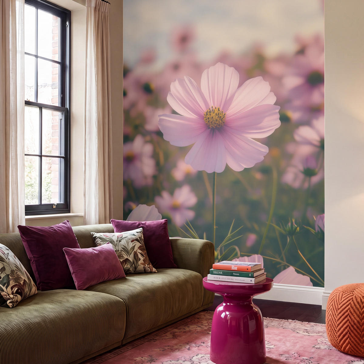 TAPETE - Blumen - Lila - Unscharf - 220x300 cm - Rosa, Papier (220/300cm) - OnlyWow