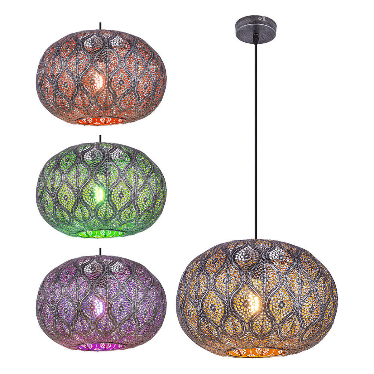 LED HÄNGELEUCHTE Metall Silber - Silberfarben, Metall (30/30/120cm) - Globo Lighting