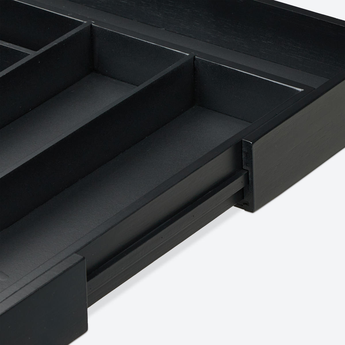 BESTECKKASTEN - Schwarz, Holz/Holzwerkstoff (30.5/5/46cm) - Relaxdays