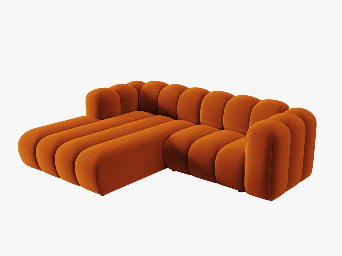 ECKSOFA modular links Lupine aus Samt terrakotta 3 Sitzplätze - Terracotta, Textil (177/230cm) - Micadoni