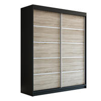 SCHWEBETÜRENSCHRANK 180 CM TREND Farbe: Schwarz , sonoma, sonoma - Schwarz/Braun, Holzwerkstoff (180/215/59.5cm) - A&J MöbelLand